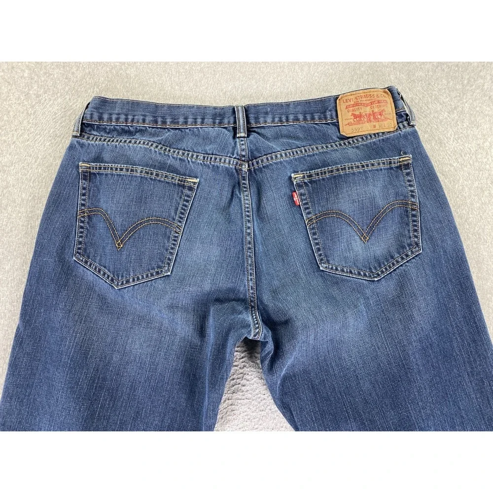Levi's 559 Jeans‎ Mens 36x32 (Meas 36x30.5) Blue Relaxed Straight Cotton Denim
